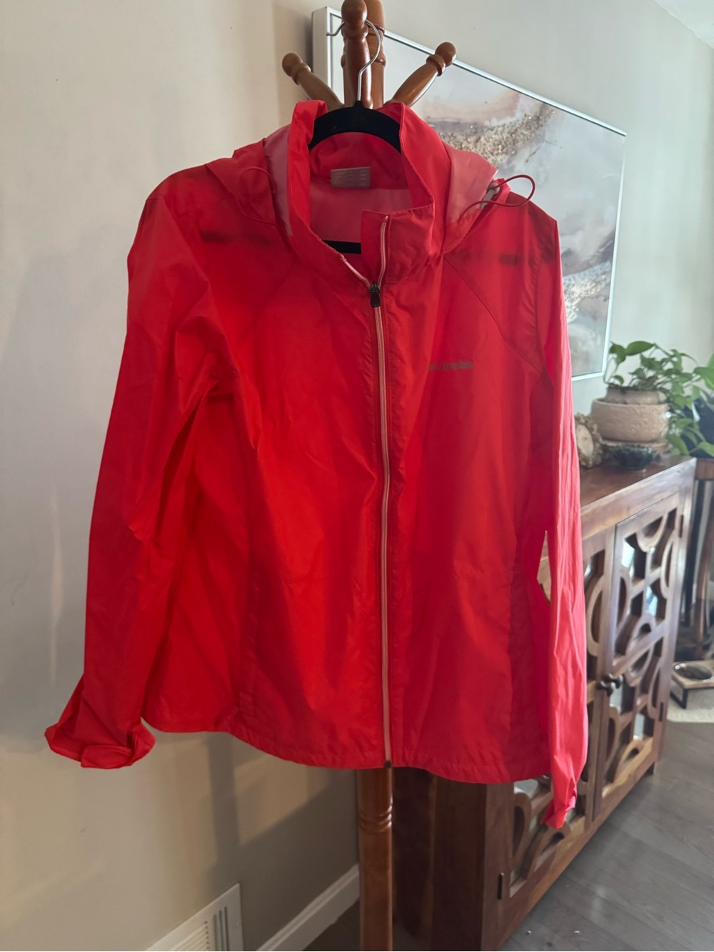 Columbia Women's Rain Jacket Windbreaker Pink Coral Size XXL Walking Coat